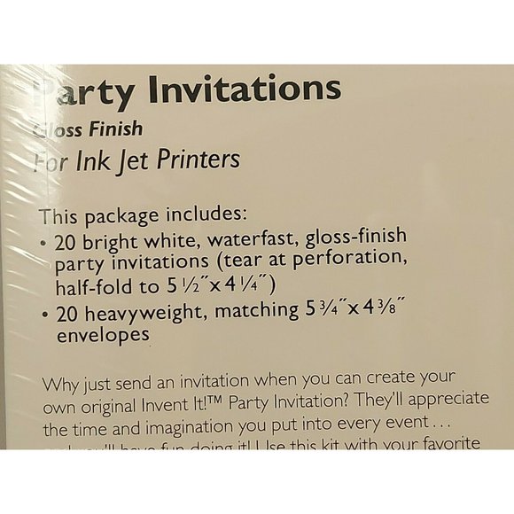 Invent It Party Invitations Gloss Finish Ink Jet 02254-0 20 invit/20 envelopes - Picture 3 of 7